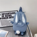 Zaino bimbi blu nebbia a forma di coniglio con orecchie 3D e coda soffice bianca - Blu