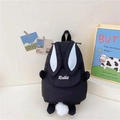 Zaino nero a forma di coniglio per bambini con orecchie 3D e coda di peluche - Nero