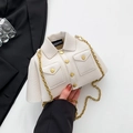 Borsa a tracolla creativa bianca a forma di giacca con trama litchi e bottoni dorati - Bianco Sporco