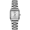 Orologio al quarzo classico da donna in acciaio inossidabile argento con quadrante rettangolare - Quadrante Bianco Cinturino Argento