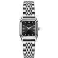 Elegante orologio GEDI quadrato da donna in argento con quadrante nero e cinturino metallo - Quadrante Nero Cinturino Argento