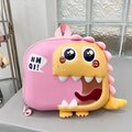 Mochila infantil de dinosaurio rosa y amarillo con detalles de felpa 3D suaves - Rosa