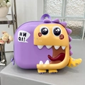 Lindo mochila de cáscara de huevo de dinosaurio 3D en violeta y amarillo para niños - Púrpura