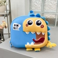 Mochila infantil de dinosaurio 3D azul y amarilla con bonitos detalles de dibujos animados - Azul claro