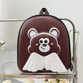 Zaino rigido marrone scuro per bambini con simpatico orso e dettagli di paillettes - Marrone