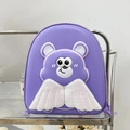 Zainetto rigido viola per bambini con orsetto 3D e ali di paillettes per la scuola - Viola