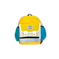 Colorful patchwork canvas backpack for kids with yellow, blue, and white panels - Small / Yellow