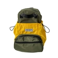 Water-resistant kids school backpack with drawstring in olive green and yellow colors - Green Yellow