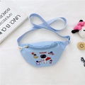 Sky blue kids canvas waist bag with cartoon astronaut pattern and adjustable strap - Blue