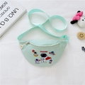 Mint green kids canvas fanny pack with cute astronaut and spaceship prints - Green