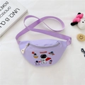 Mini purple canvas waist bag for kids featuring cute astronaut patterns and adjustable strap - Purple