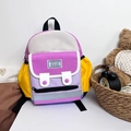 Kids color-block canvas backpack in purple and yellow with reflective safety stripes - Large / Purple