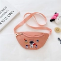 Pink canvas kids fanny pack with cartoon astronaut print and adjustable strap - Pink