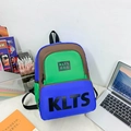 Mochila tricolor de lona en azul, verde y marrón con logo KLTS para niños - Azul