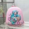 Zaino a guscio rosa per bambini con sirena 3D e motivi marini a cartone animato - Rosa