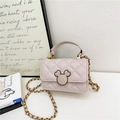 Sac bandoulière matelassé rose avec fermoir Mickey et chaîne dorée pour filles - Rose Lotus