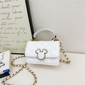 Sac à bandoulière blanc matelassé pour filles avec motif de souris et chaîne dorée - Blanc