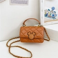 Mini sac à bandoulière matelassé marron pour filles avec fermoir décoratif de souris - Marron