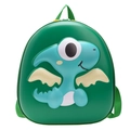 Green eggshell backpack for kids with 3D cute cartoon dinosaur and large capacity - Green
