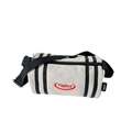 Cilindrische canvas crossbodytas voor kinderen in gebroken wit met zwarte strepen en riem - Wit