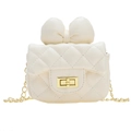 Bolso bandolera crema acolchado con lazo y cadena dorada para niñas - Blanco