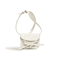 Mini white patent leather crossbody bag for girls with cute decorative bow detail - White