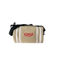 Khaki canvas crossbodytas voor kinderen met witte strepen en rood geborduurd logo - Khaki