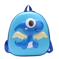 Cute light blue kids 3D cartoon dinosaur backpack with EVA hardshell and zippers - Light Blue