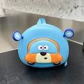 Lichtblauwe kinderrugzak in eivorm met cartoon auto-ontwerp en ritssluiting - Lichtblauw