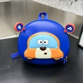 Blauwe hardcase kinderrugzak met een oranje cartoon auto en ronde details - Blauw