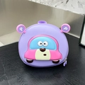 Kids purple hard shell car backpack with cartoon ears for kindergarten students - Purple