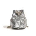Sac seau à paillettes argentées pour enfants avec bandoulière chaîne et cordon de serrage - Argent