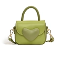 Sweet mint green girls heart shaped handbag with adjustable gold hardware strap - Green