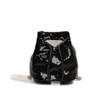 Mini kids bucket bag in black sequins with silver metallic logo and chain strap - Black