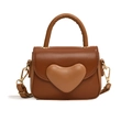 Sweet chocolate brown mini bag for girls with a 3D padded heart and gold hardware - Brown