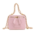 Rosa gesteppte Mini-Eimertasche für Mädchen mit goldener Kette und Doppelreißverschluss - Rosa