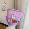 Cute purple cartoon unicorn fanny pack for kids with adjustable nylon shoulder strap - Purple Horse Head