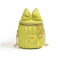 Süße grasgrüne Eimertasche für Mädchen mit Schleifendekor und goldener Kette - Grün