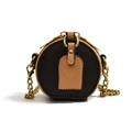 Mini borsa rotonda retrò per bambini con tracolla a catena in bronzo e design bicolore - Marrone