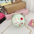 Bolso redondo verde menta para niñas con conejo de peluche y detalles LOVE de colores - Conejo Verde