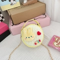 Bolso redondo amarillo para niña con conejo de peluche y letras LOVE de arcoíris - Conejo Amarillo
