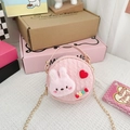 Bolso redondo rosa de princesa con textura acolchada, conejo de peluche y cadena - Conejo Rosa