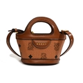 Minibolso de cubo marrón para niñas con estampados de osos y correa ajustable al hombro - Marrón