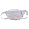 Lavender children waist bag with candy patterns and cute rabbit silicone pendant - Gray