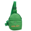 Lightweight green nylon crossbody chest bag with orange Cool Boy print for kids - Green