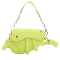 Mini sac selle vert néon en cuir synthétique grainé avec finitions métalliques argent - Vert