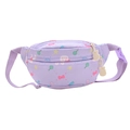 Süße lila Kinder-Gürteltasche aus Nylon mit Cartoon-Drucken und Hasen-Reißverschlüssen - Lila