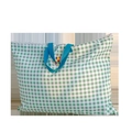 Kids green checkered handbag with blue handles and embroidered letter patch - Green