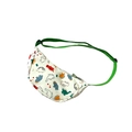 Kids cute cartoon dinosaur print chest bag in white with adjustable green strap - Green