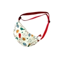 Cute kids dinosaur print crossbody bag with red adjustable strap and crescent shape design - Red